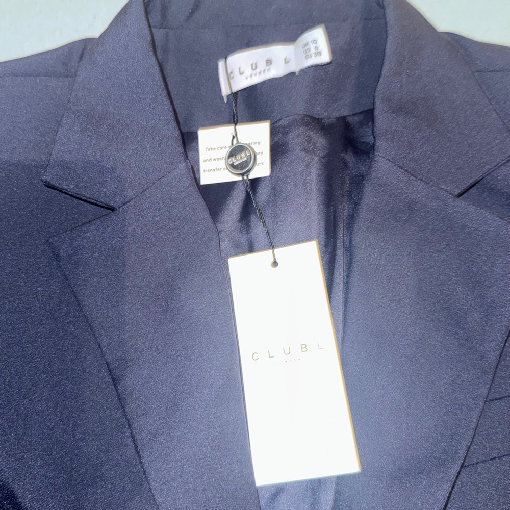 Club L London Navy Blue Corset Waist Blazer Hook & Eye Closure NWT Size 6